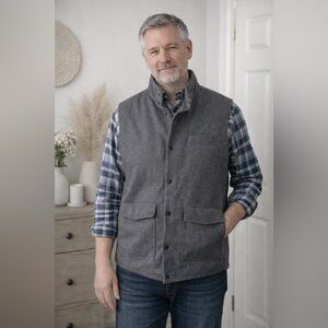 Allen Edmonds button snap men’s grey wool cashmere vest size XXL